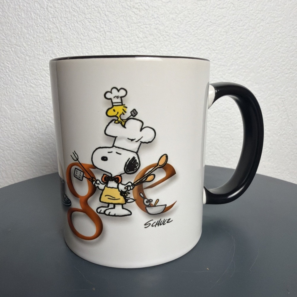 RARE Google Peanuts Snoopy Mug‎ Limited Edition Collab Thanksgiving Coffee Cup